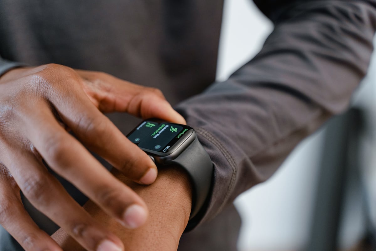 Person Wearing Black Smart Watch